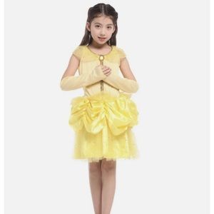 Spooktacular Girls' Beautiful Belle Princess Dress-Up Costume Set with Gloves, L